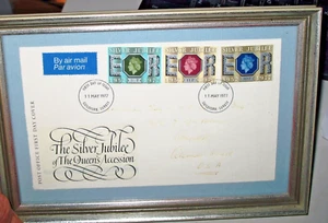 Silver Jubilee of Queens Accession 11 May 1977 Original First Day Cover Framed - Picture 1 of 5