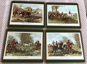 Juego de 4 manteles de caza Fox Hunt para almuerzo verde corcho - Imagen 1 de 10