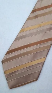 Bugatchi Uomo Tie Brown Beige Striped New Silk Mens Necktie Nwt Accessory Italy - Picture 1 of 12