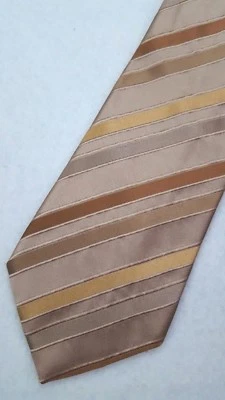 Corbata Bugatchi Uomo Marrón Beige Rayas Nueva Seda Para Hombre Nueva Con Etiquetas Accesorio Italia  Foto 1 de 4