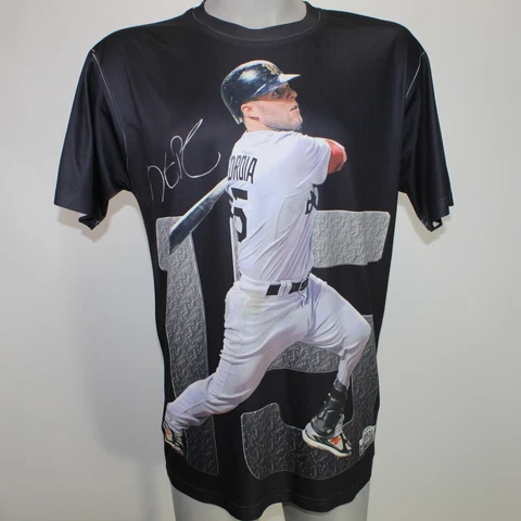 Dustin Pedroia Boston Red Sox Mens L Black S/S MLB Graphic Three60* Gear T-Shirt Cover