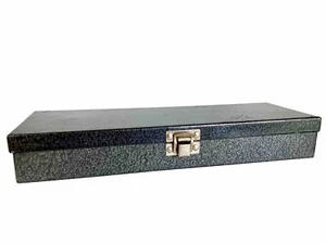 Vintage Stanley Tool Box Chest Gray Powder-coated Steel 1970s '80s 12 3/8 X 4 In - Picture 1 of 9