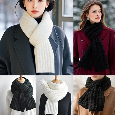 Scarf Women's Winter Versatile Solid Color Thickened Woolen Knitted Scarf