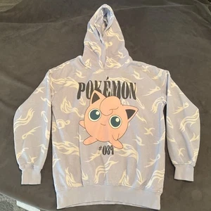 H&M Pokémon Jigglypuff Printed Oversized Light Blue Hoodie Kids Size 12/14 Rare - Picture 1 of 12