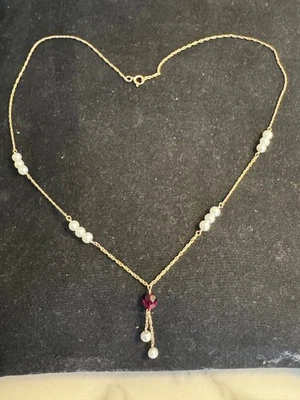 14k gold and pearl necklace - Image 1 of 3