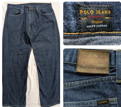Polo Jeans Ralph Lauren RL 67 Dark Wash Wide Leg Straight Mens 34x30 - Image 1 of 4