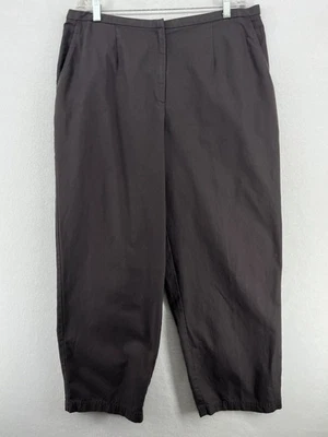 EILEEN FISHER Pants 2X Plus Cotton Canvas Full Length Straight Chino Brown USA - Image 1 of 4