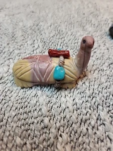 Native American Zuni Turtle Fetish Spirit Bundle Carved Oyster Turq Signed N - Picture 1 of 7