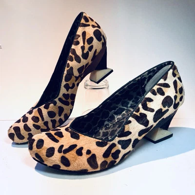 Irregular Choice Leopard Print Calf Hair Pump Geometric Heel US 10/41 **AS IS** - Image 1 of 4