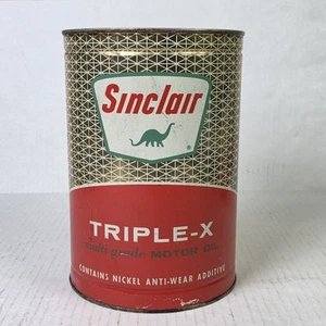 Vintage Sinclair Motoröl Dose 1960er Triple X Metall fünf Quart Dinosaurier Logo - Bild 1 von 16