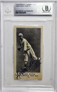 Linda Ruth Signed 1915 M101 Sporting News Babe Ruth Reprint Rookie Card Auto BAS - Picture 1 of 2