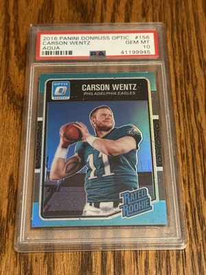 Donruss Optic Carson Wentz Aqua 2016/299 PSA 10 clasificación Rookie Vikings radiocontrol Foto 1 de 2