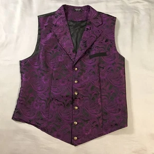 Goofandy Vest Mens Extra Large Black Purple Paisley Pocket - Picture 1 of 10