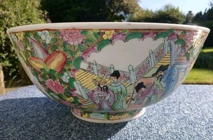 Eine super alte chinesische handbemalte sehr große Famille Rose Schale Pflanzgefäß sehr guter Zustand. - Bild 1 von 18