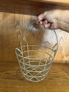 Vintage Metal Basket With Handle Silver Driving Range Goldf Balls Or Farm Eggs - Picture 1 of 7