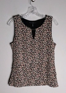 White House Black Market Tan Pink Floral Sleeveless Career Tank Top Medium - Picture 1 of 4