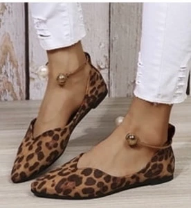 Leopard Print Brown Black Flat Hells size 7.5M Ankle Ties - Picture 1 of 6