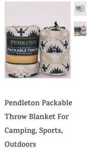 Pendleton Spider Rock Packable Throw Ultra Light Warm Black Beige NEW  - Picture 1 of 5