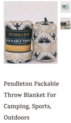 Pendleton Spider Rock Packable Throw Ultra Light Warm Black Beige NEW  - Image 1 of 4