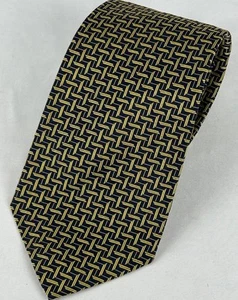 Corbata Lauren Ralph Lauren Azul Dorado Geométrica Lino Seda Cuello Texturizada Hecha en EE. UU. - Imagen 1 de 7