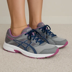 Asics Gel Contend 4 Women's Size 7 Gray Purple Running Shoes Sneakers T765N - Picture 1 of 12