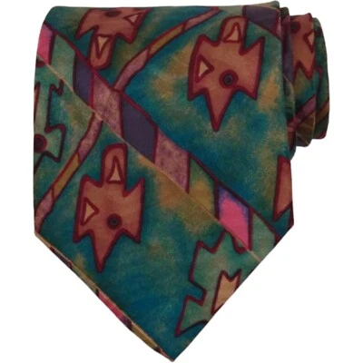 Corbata clásica de diseñador ART WAVE para hombre 3,75 verde tema abstracto 100 % seda Foto 1 de 4