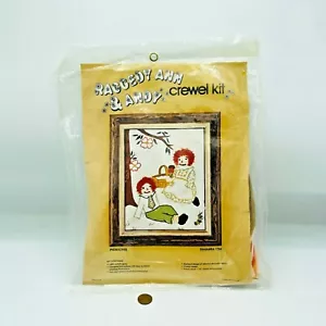 Vintage Raggedy Ann & Andy Crewel Stich Picknicken Made in USA Kunsthandwerk - Bild 1 von 5