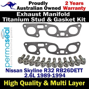 Permaseal Exhaust Manifold Titanium Stud&Gasket Kit For Nissan Skyline R32 2.6L - Foto 1 di 5