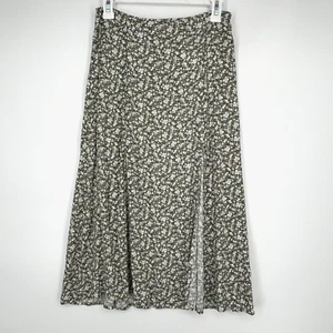 Y ahora esta falda midi para mujer XS verde oliva blanco estampado floral abertura cremallera trasera - Imagen 1 de 9