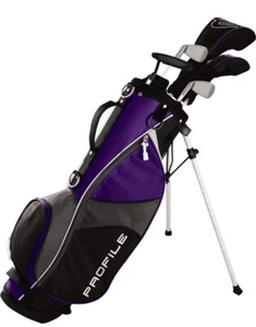 Wilson PROFILE Junior Kids JGI SET PURPLE Bag MED. Ages 8-11 RH *FREE Nike Steel - Picture 1 of 10