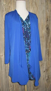 Jacyln Smith Womens Size XL Blue Faux Twinset 2fer Top NEW Dressy Office Casual - Picture 1 of 13