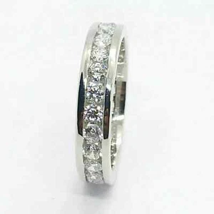 3Ct Round Cut Lab Created Diamond Men's Wedding Band Ring 14K White Gold Plated - Picture 1 of 4