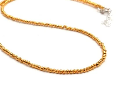 A ++ золотой пирит граненый Rondelle драгоценных камней бисер ручной работы ошейник ожерелья 18'' - Изображение 1 из 4