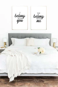 I belong With You, You Belong With Me Couple Black Set Of 2 Bedroom Prints - Picture 1 of 1