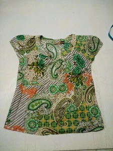 Art And Soul Womens Size Small Blouse Top Floral Paisley Print Short Puff Sleeve - Picture 1 of 5
