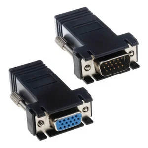 VGA > LAN Adapter Extender Buchse Stecker RJ45 CAT5 CAT6 Kabel Netzwerk Ethernet - Bild 1 von 9