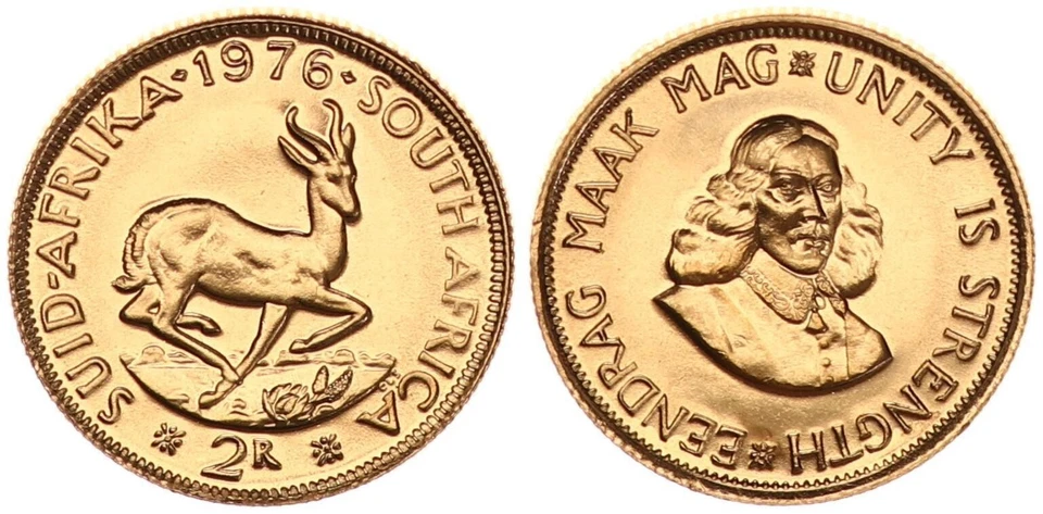 Südafrika 2 Rand Gold 1976  Springbock prägefrisch    117896 - Bild 1 von 1