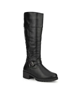 Olivia Miller Women's Fashion Knee High Boots Black Side Zipper Lug Sole US 10 - Picture 1 of 3