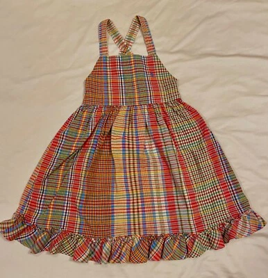 Ralph Lauren Girl Summer Sleeveless DRESS-5-Plaid Multicolor Cotton-Ruffle Skirt - Image 1 of 4