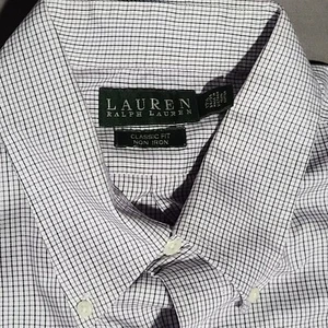 Ralph Lauren Hemd Herren 17,5 34 lila schwarz kariert Button Down LAUREN Etikett - Bild 1 von 9