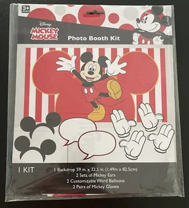Kit de fotomatón Disney Mickey Mouse telón de fondo orejas 7 piezas suministros para fiestas - Imagen 1 de 3