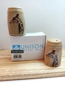 Giraffe Ceramic Salt & Pepper Shakers by Unison Gifts, 3” New In Box, Fast Ship! - Picture 1 of 8