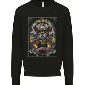 Custom Motorcycle Biker Motorbike Skulls Mens Sweatshirt Jumper - Picture 1 of 3