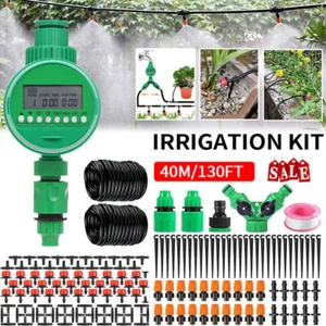Drip Irrigation System Garden Self Watering Timer Plant Hose Micro Sprinkler Kit - Picture 1 of 28