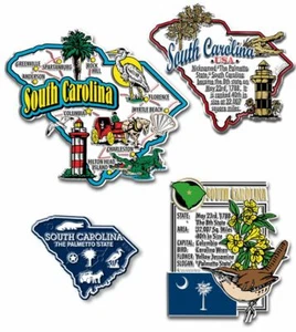 South Carolina Four-Piece State Magnet Set by Classic Magnets, Includes 4 Unique - Picture 1 of 3