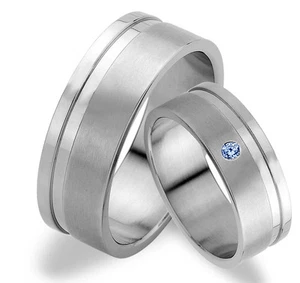 2 Trauringe  Eheringe Verlobungsringe mit echten Blautopas inkl GRAVUR  JE36-1B - Bild 1 von 2