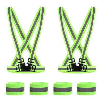 Unisex LED Reflective Vest High Visibility Body Straps Rechargeable Night Safe - Image 1 of 3