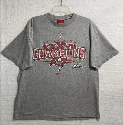 Reebok Shirt Tampa Bay Buccaneers 2003 Super Bowl Shirt Mens Large Gray Short Sv Cover
