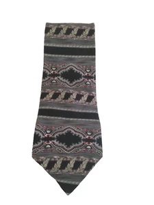 Vintage DON LOPER Beverly Hills 100% Italian Silk Tie  Geometric  Gray /Black - Picture 1 of 3
