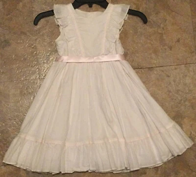 Marmellata Size 5T Girls White Dress Sleeveless Eyelet Cotton Pattern. 3 Layers - Image 1 of 4